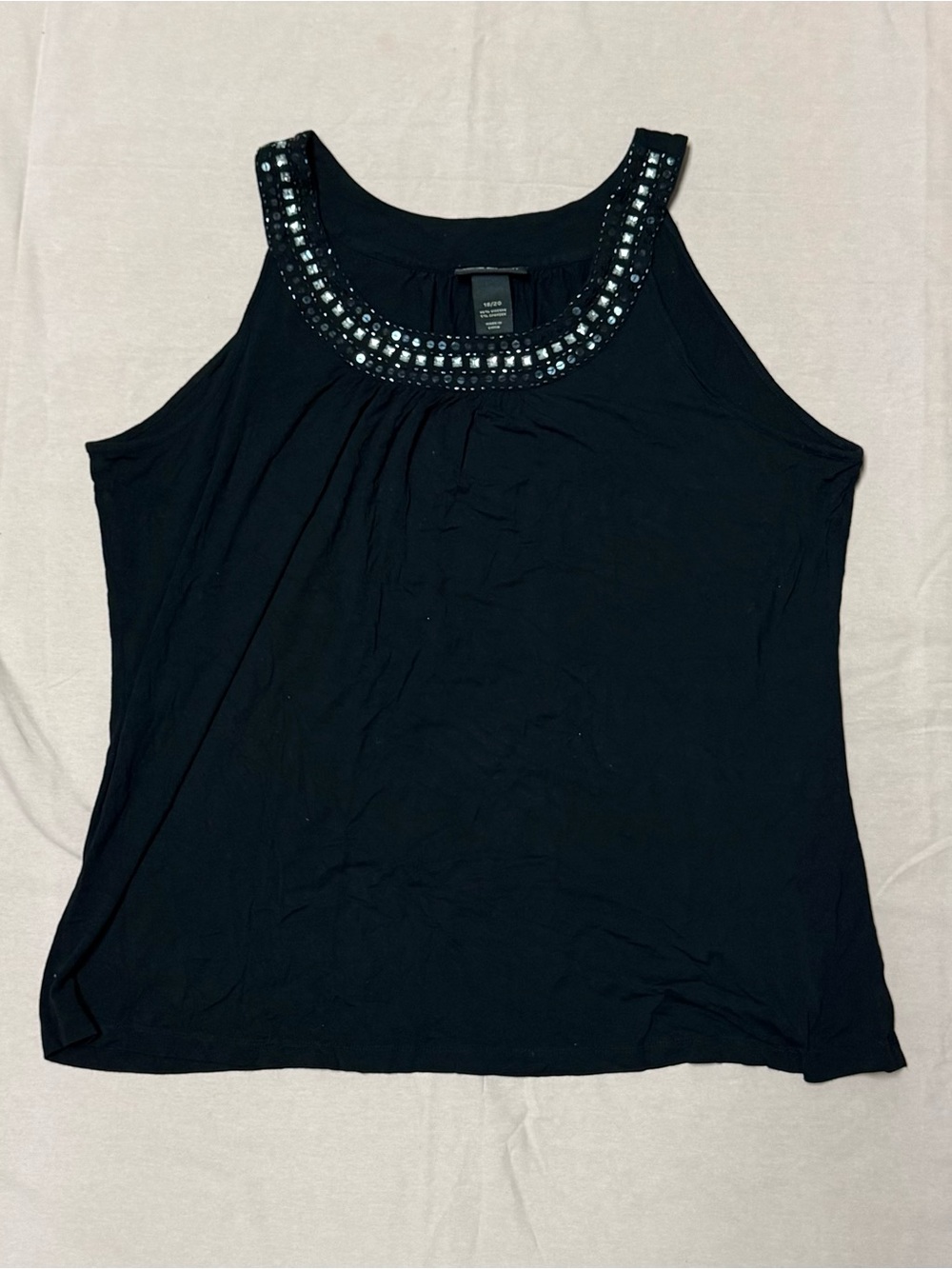 Lane Bryant Black Beaded Halter Tank - Picture 1 of 2